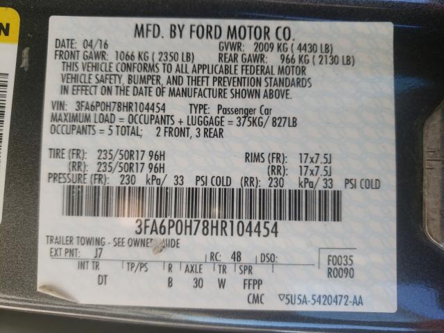 Photo 9 VIN: 3FA6P0H78HR104454 - FORD FUSION 