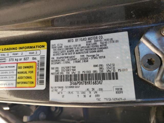 Photo 11 VIN: 3FA6P0H78HR168347 - FORD FUSION SE 