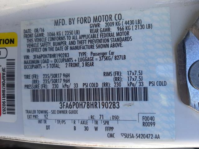 Photo 9 VIN: 3FA6P0H78HR190283 - FORD FUSION 