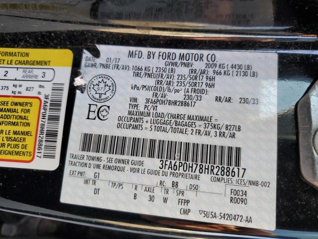 Photo 11 VIN: 3FA6P0H78HR288617 - FORD FUSION SE 