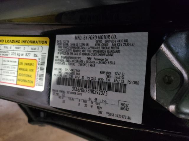 Photo 9 VIN: 3FA6P0H78HR292375 - FORD FUSION 