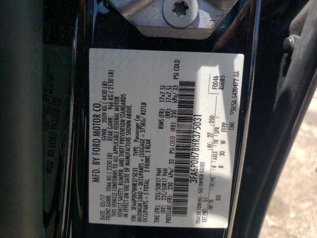 Photo 9 VIN: 3FA6P0H78HR375031 - FORD FUSION SE 