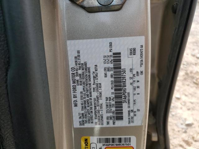 Photo 11 VIN: 3FA6P0H78HR397501 - FORD FUSION 