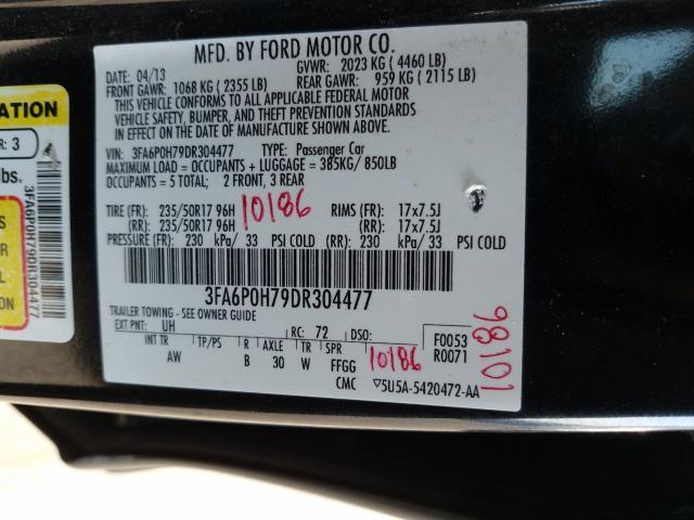 Photo 9 VIN: 3FA6P0H79DR304477 - FORD FUSION SE 