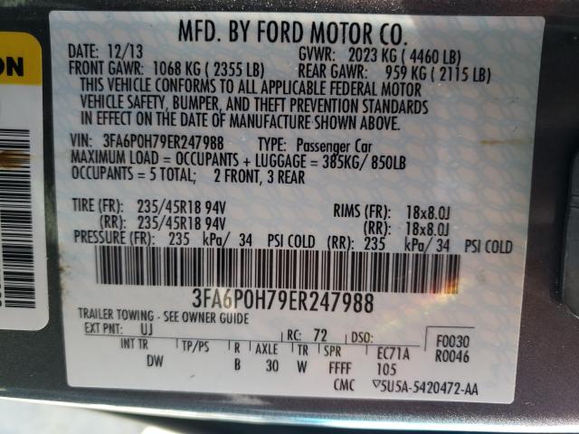 Photo 9 VIN: 3FA6P0H79ER247988 - FORD FUSION SE 