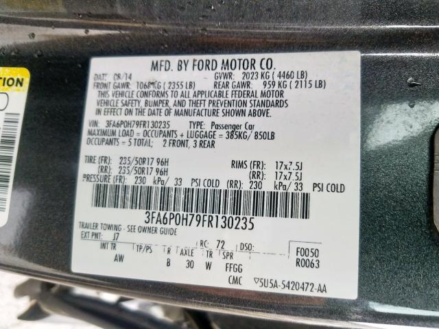 Photo 9 VIN: 3FA6P0H79FR130235 - FORD FUSION SE 