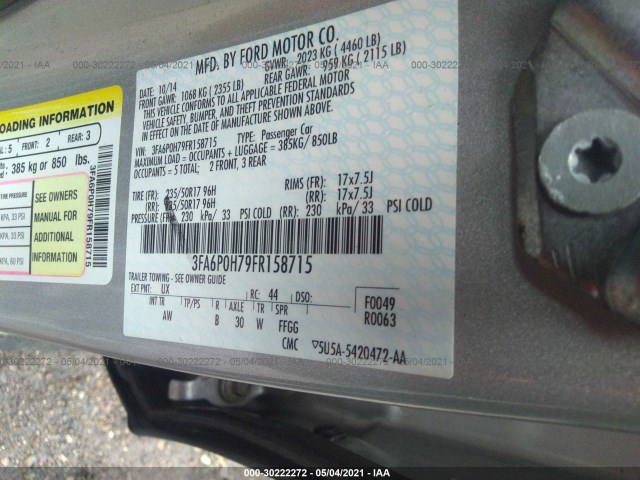 Photo 8 VIN: 3FA6P0H79FR158715 - FORD FUSION 