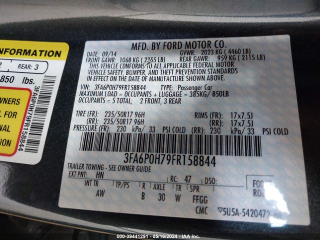 Photo 8 VIN: 3FA6P0H79FR158844 - FORD FUSION 