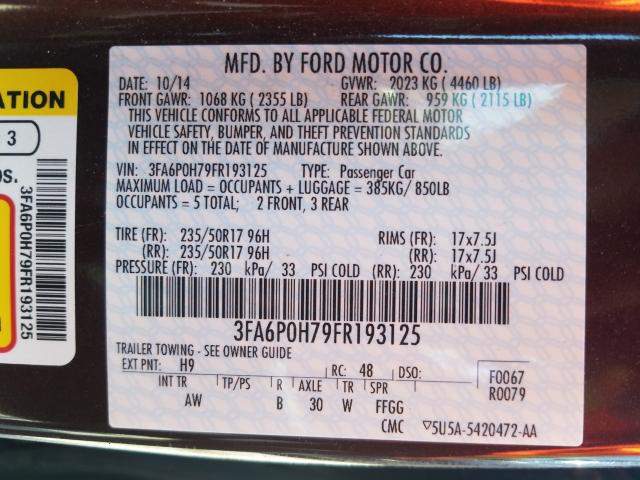 Photo 9 VIN: 3FA6P0H79FR193125 - FORD FUSION SE 