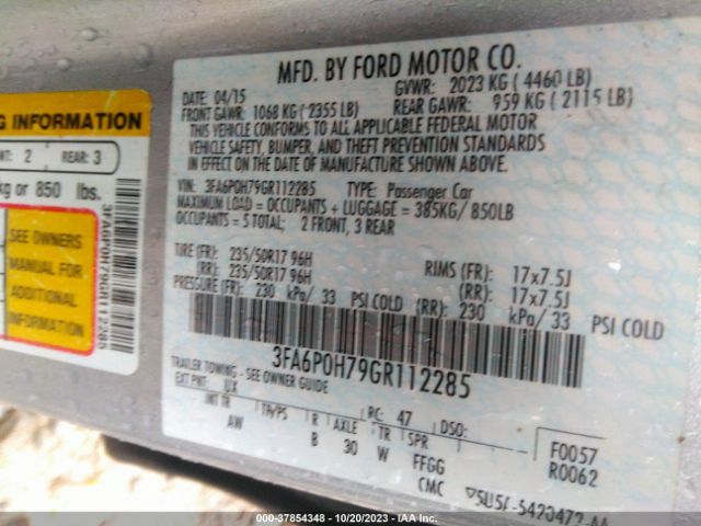 Photo 8 VIN: 3FA6P0H79GR112285 - FORD FUSION 