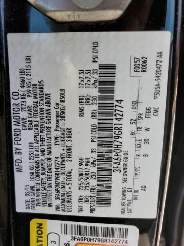 Photo 12 VIN: 3FA6P0H79GR142774 - FORD FUSION SE 