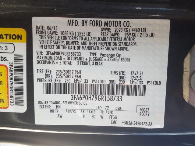 Photo 9 VIN: 3FA6P0H79GR158733 - FORD FUSION SE 