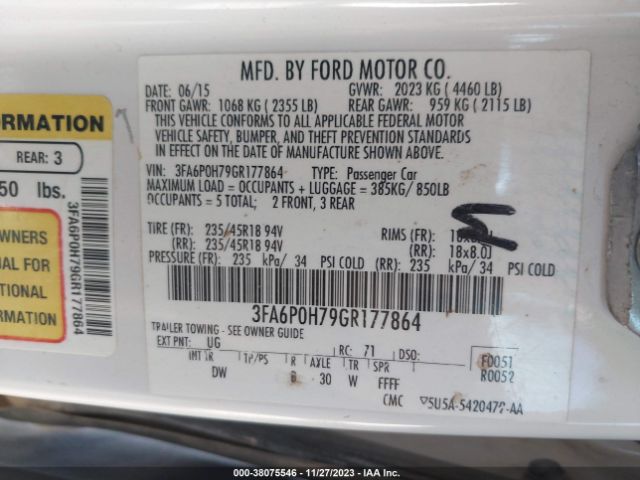 Photo 8 VIN: 3FA6P0H79GR177864 - FORD FUSION 