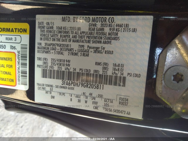 Photo 8 VIN: 3FA6P0H79GR205811 - FORD FUSION 