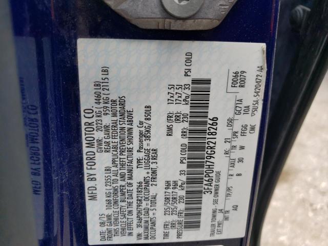 Photo 11 VIN: 3FA6P0H79GR218266 - FORD FUSION SE 