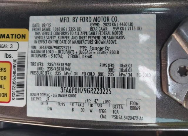 Photo 8 VIN: 3FA6P0H79GR223225 - FORD FUSION 