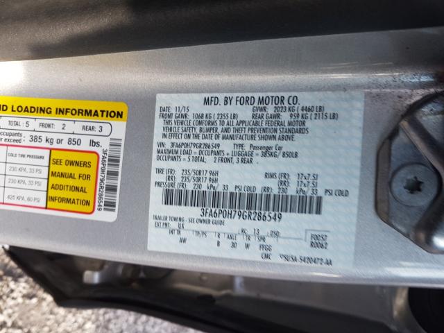 Photo 9 VIN: 3FA6P0H79GR286549 - FORD FUSION 