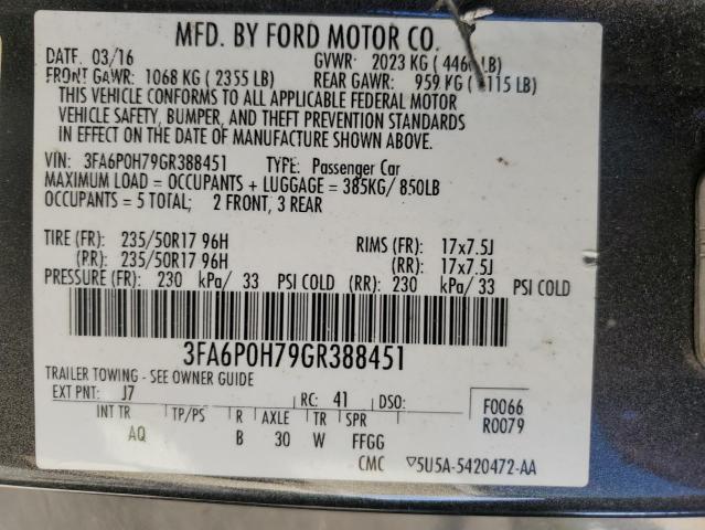 Photo 11 VIN: 3FA6P0H79GR388451 - FORD FUSION 