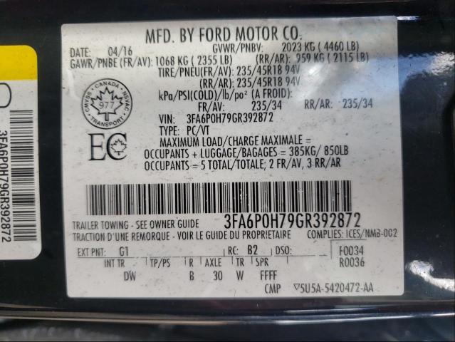 Photo 9 VIN: 3FA6P0H79GR392872 - FORD FUSION SE 