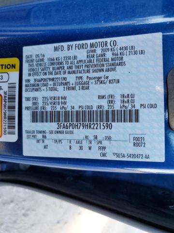 Photo 11 VIN: 3FA6P0H79HR221590 - FORD FUSION SE 