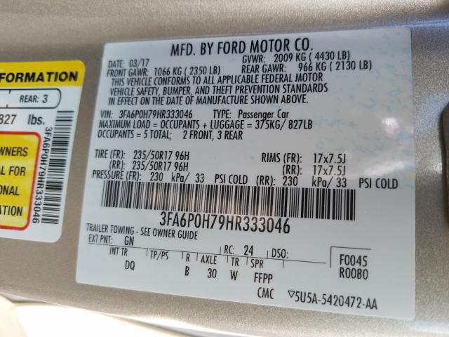 Photo 9 VIN: 3FA6P0H79HR333046 - FORD FUSION 