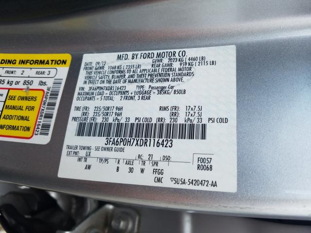 Photo 9 VIN: 3FA6P0H7XDR116423 - FORD FUSION SE 