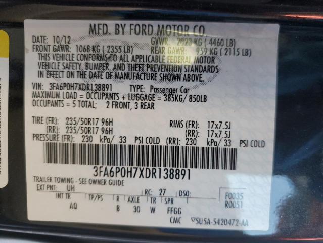 Photo 11 VIN: 3FA6P0H7XDR138891 - FORD FUSION 