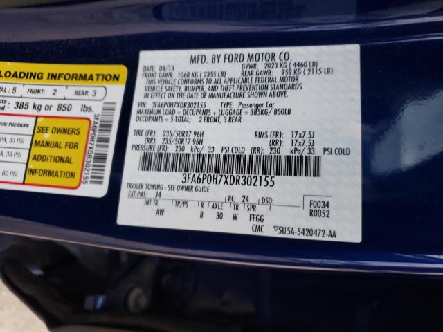 Photo 9 VIN: 3FA6P0H7XDR302155 - FORD FUSION SE 