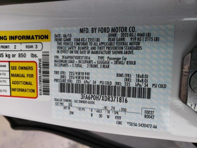 Photo 9 VIN: 3FA6P0H7XDR371816 - FORD FUSION SE 