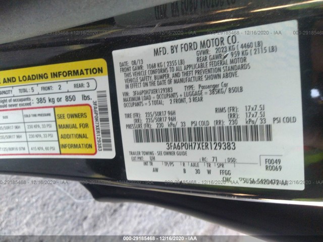 Photo 8 VIN: 3FA6P0H7XER129383 - FORD FUSION 