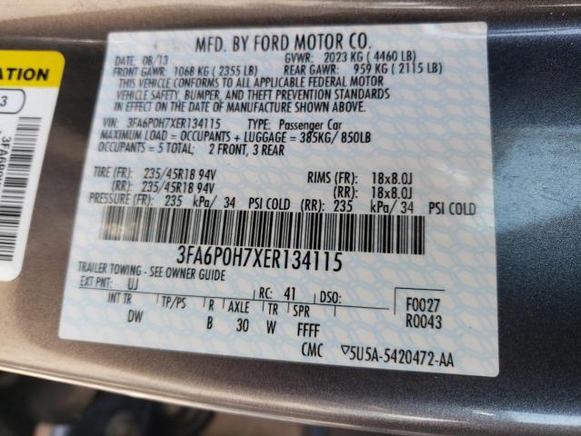 Photo 11 VIN: 3FA6P0H7XER134115 - FORD FUSION SE 