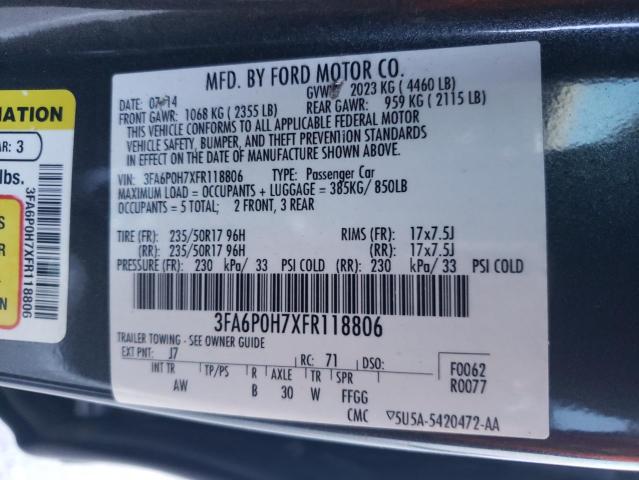 Photo 11 VIN: 3FA6P0H7XFR118806 - FORD FUSION SE 