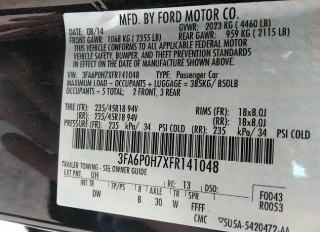 Photo 8 VIN: 3FA6P0H7XFR141048 - FORD FUSION 