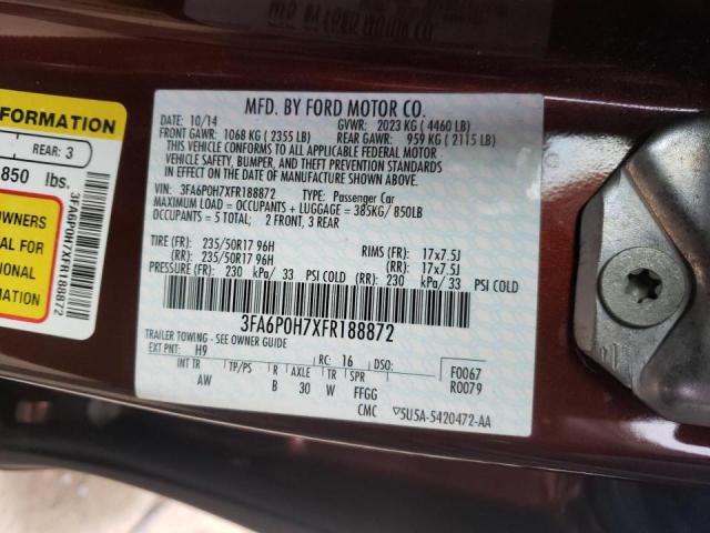 Photo 9 VIN: 3FA6P0H7XFR188872 - FORD FUSION SE 