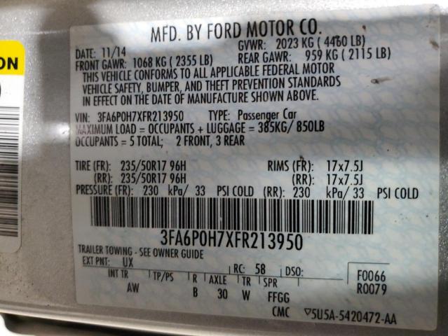 Photo 12 VIN: 3FA6P0H7XFR213950 - FORD FUSION SE 