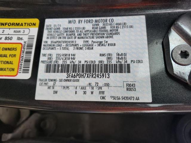 Photo 9 VIN: 3FA6P0H7XFR245913 - FORD FUSION SE 