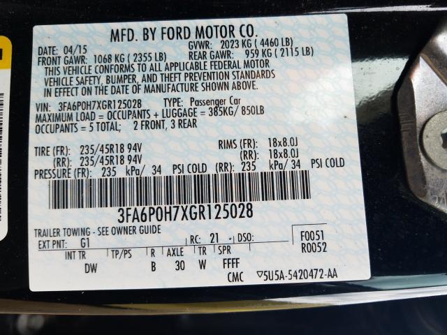 Photo 9 VIN: 3FA6P0H7XGR125028 - FORD FUSION 