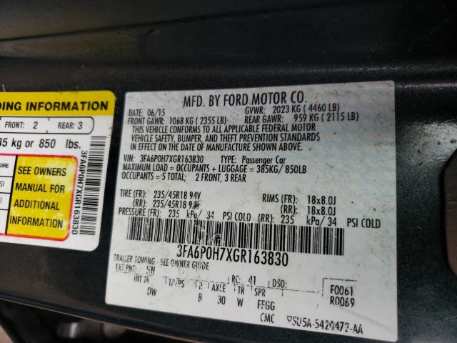 Photo 9 VIN: 3FA6P0H7XGR163830 - FORD FUSION SE 