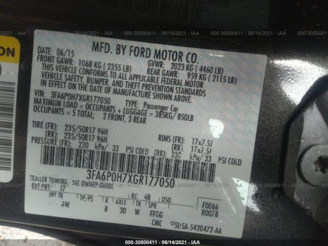 Photo 8 VIN: 3FA6P0H7XGR177050 - FORD FUSION 