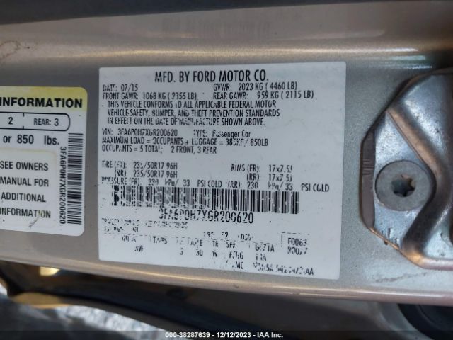 Photo 8 VIN: 3FA6P0H7XGR200620 - FORD FUSION 