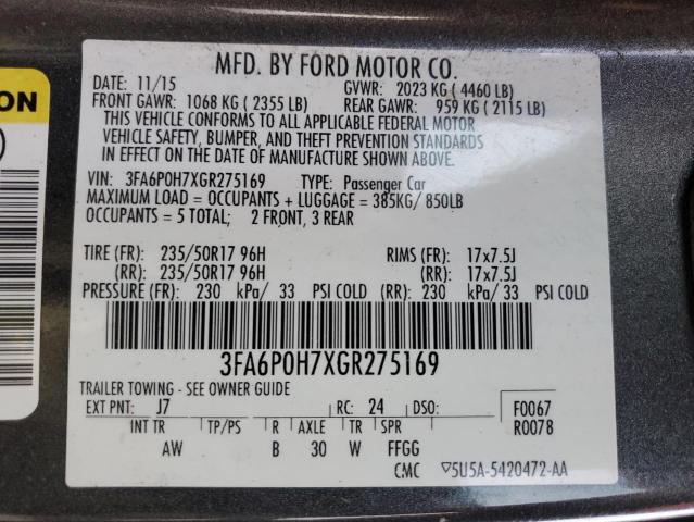 Photo 11 VIN: 3FA6P0H7XGR275169 - FORD FUSION 