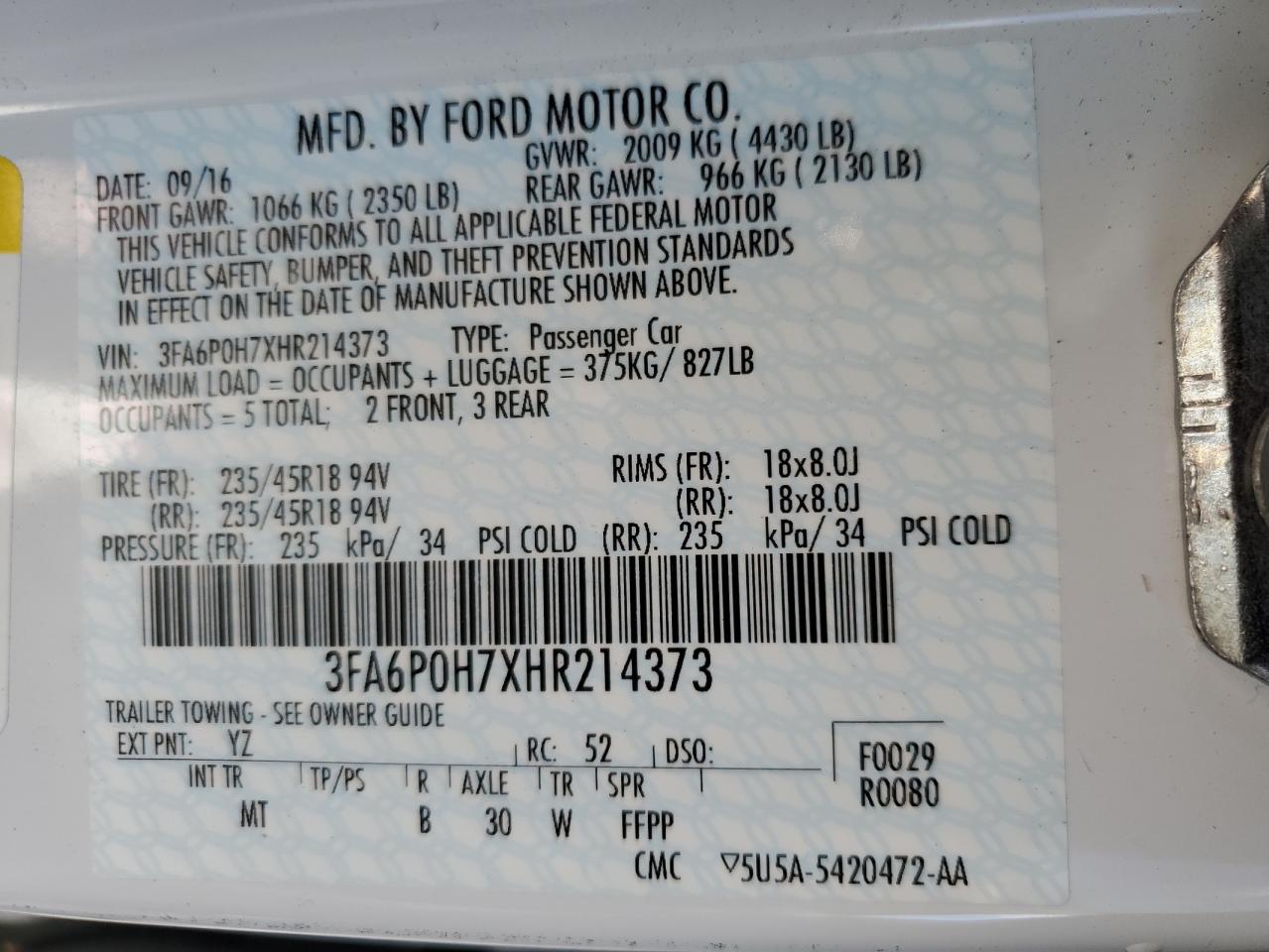 Photo 12 VIN: 3FA6P0H7XHR214373 - FORD FUSION 