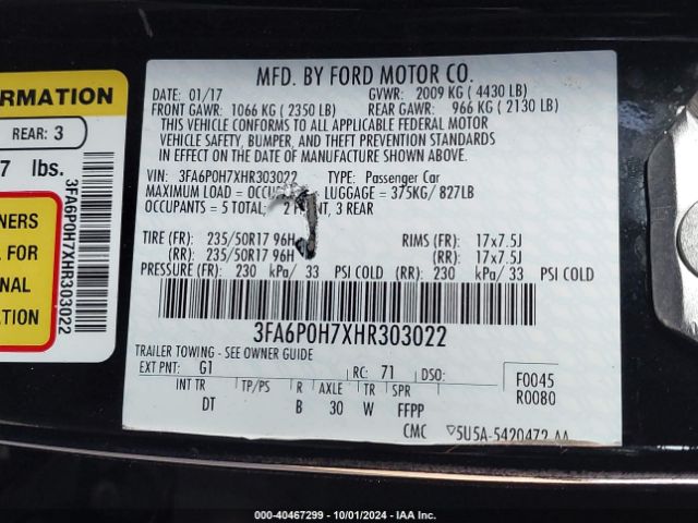 Photo 8 VIN: 3FA6P0H7XHR303022 - FORD FUSION 