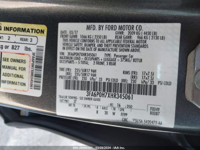 Photo 8 VIN: 3FA6P0H7XHR345061 - FORD FUSION 