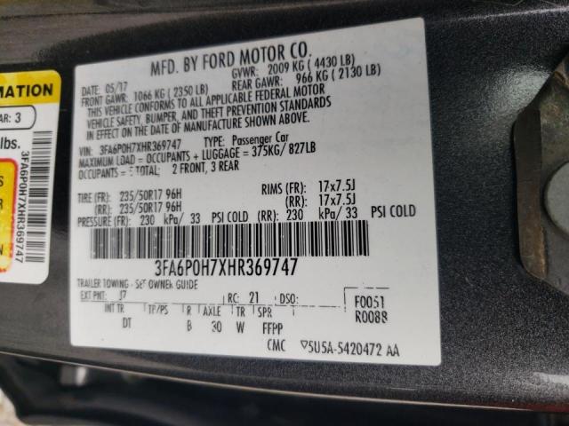 Photo 9 VIN: 3FA6P0H7XHR369747 - FORD FUSION SE 