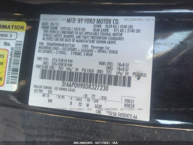 Photo 8 VIN: 3FA6P0H90DR327230 - FORD FUSION 