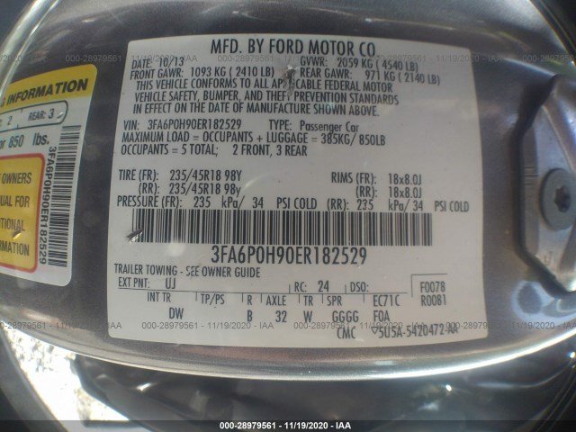 Photo 8 VIN: 3FA6P0H90ER182529 - FORD FUSION 