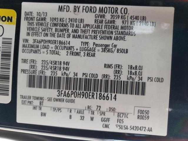 Photo 9 VIN: 3FA6P0H90ER186614 - FORD FUSION SE 