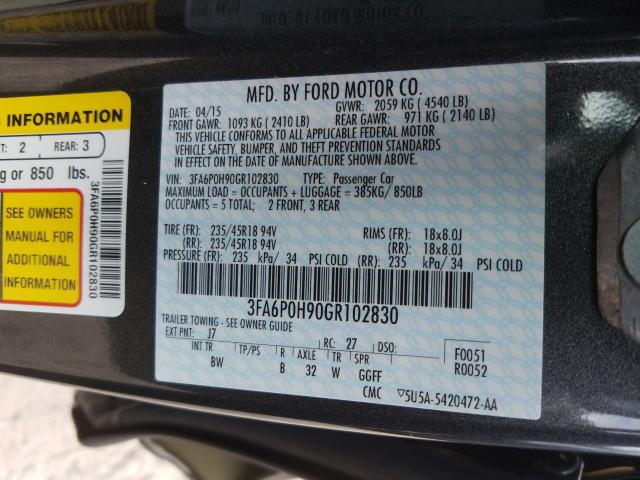 Photo 9 VIN: 3FA6P0H90GR102830 - FORD FUSION 