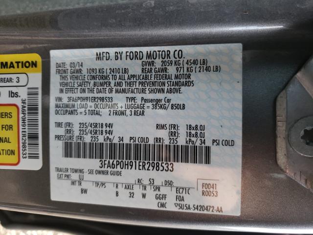 Photo 9 VIN: 3FA6P0H91ER298533 - FORD FUSION SE 